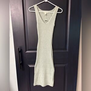 NWT Happily Grey Ribbed Knit Sweater Dress Light Green Large
